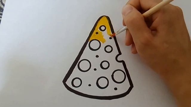 How to draw a cheese easy. Como dibujar un queso. Как нарисовать сыр маркерами. Як намалювати сир смотреть онлайн