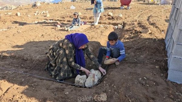 Unloading building materials and building the first wall of the dream house