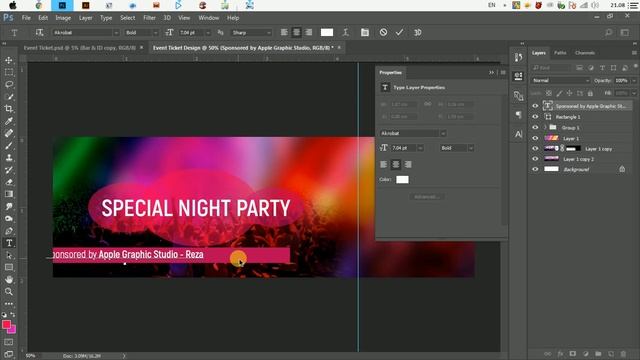 How to Design Event Ticket Template - Photoshop Tutorial смотреть онлайн