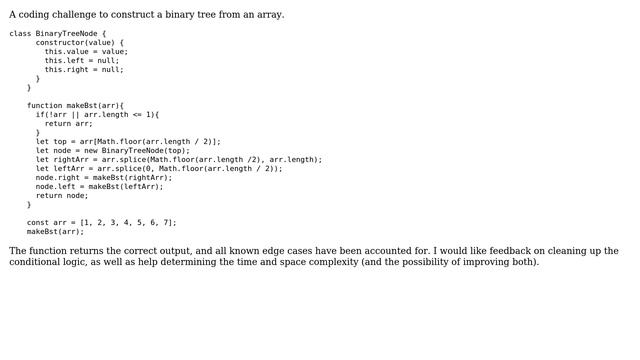 Code Review: Challenge - Construct binary tree from array смотреть онлайн