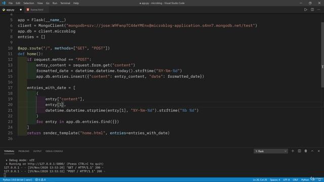 07 - Backend Development with Flask - 017 Retrieving the Microblog entries from MongoDB смотреть онлайн