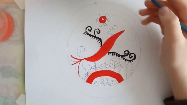 рисунок гуашью "мезенская роспись на тарелке" смотреть онлайн
