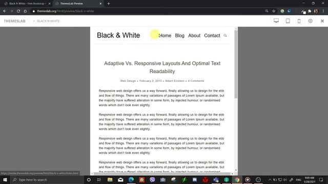 Black N White : Free Bootstrap 4 HTML5 Blog Website Template смотреть онлайн