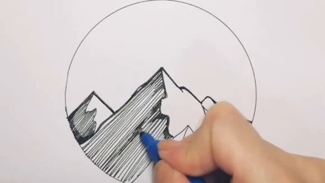 Как нарисовать пейзаж простой, Как нарисовать горы очень легко рисунки для начинающих смотреть онлайн