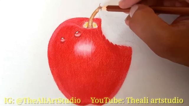Drawing Apple with water drops with color pencils смотреть онлайн
