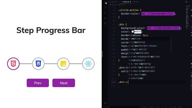 Build a Step Progress Bar | JavaScript смотреть онлайн