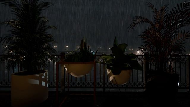Cozy Veranda Views On A Rainy Night | Relaxing Rain Sounds | 8 Hours | Rain Sounds For Sleep