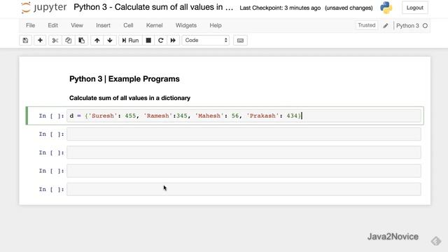 Python 3 - Calculate sum of all values in a dictionary | Example Programs смотреть онлайн