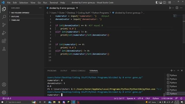 Python dividing by 0 without error смотреть онлайн