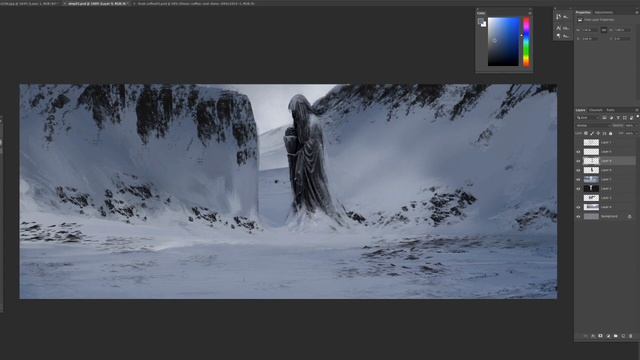 How to paint snow mountain : Concept Art Process in photoshop смотреть онлайн