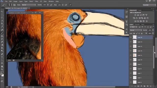 SPEED DRAWING IN PHOTOSHOP - 22 - BIRD (RUFOUS NECKED HORNBILL) смотреть онлайн