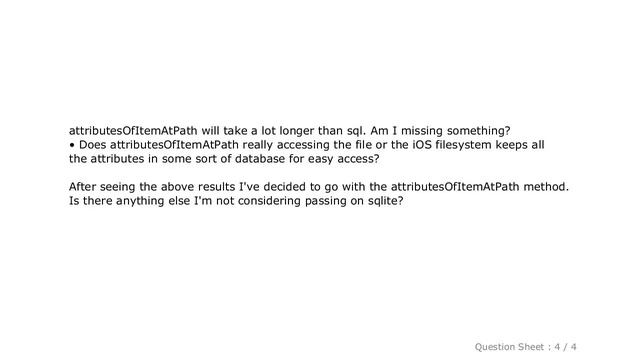 iOS : Accessing files attributes vs accessing sqlite records смотреть онлайн