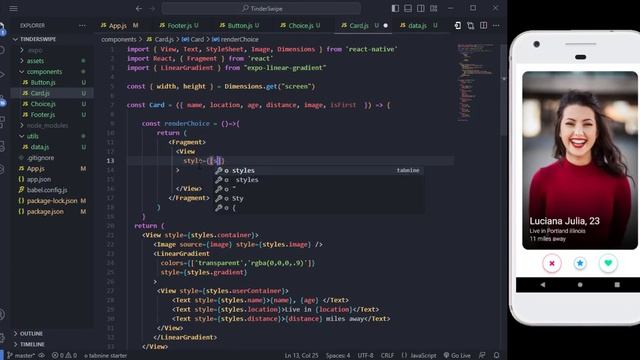 How to build Tinder Swipe Animation in React Native | Expo смотреть онлайн