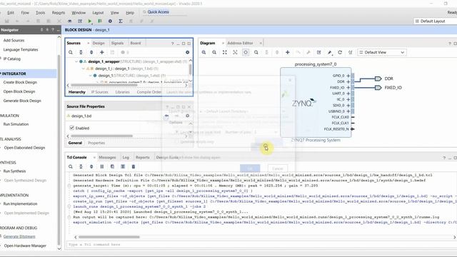 Hello World Video Using Xilinx Zynq, Vivado 2020, And Vitis