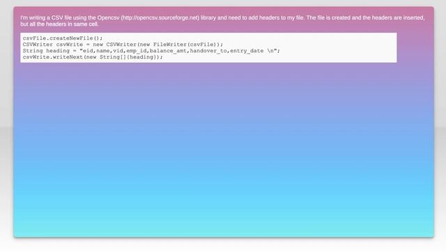 Creating headers for CSV file смотреть онлайн