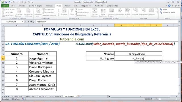 5.5 Función Coincidir: Fórmulas y Funciones en Excel смотреть онлайн
