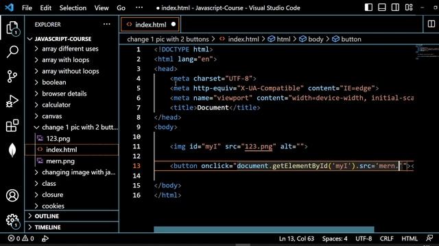Javascript | Change 1 Pic With 2 Buttons | Tutorial #11 смотреть онлайн