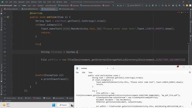 Android Java Project to Export Raw Text to PDF Document Using iTextPDF Library смотреть онлайн