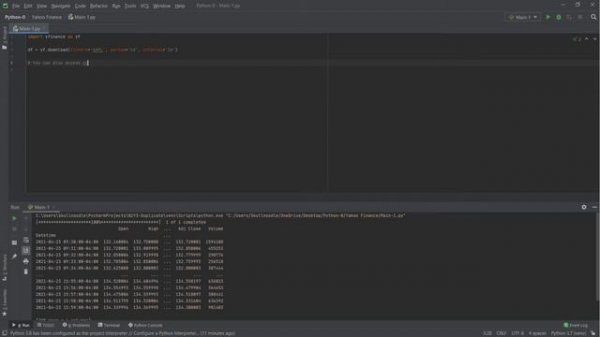 How to import data with yfinance module in python