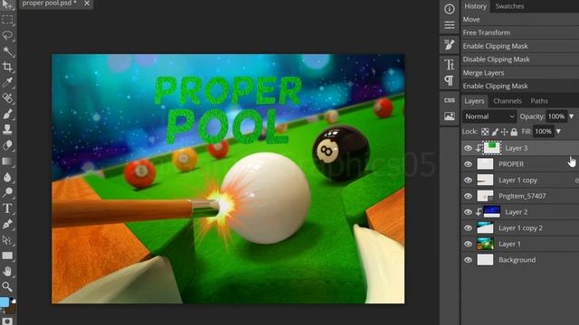 Proper Pool - Game Cover Art Time Lapse (Photoshop Speed Process) смотреть онлайн