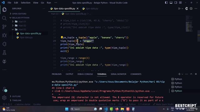 Python : #05 Newbie | Macam-Macam Tipe Data Pada Phyton & Studi Kasusnya смотреть онлайн