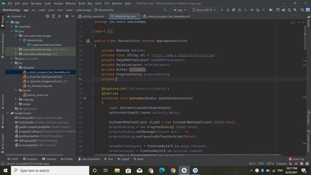 Custom Progress Bar WebView | Convert Website to Android App Part 5 | Android Studio | WebView смотреть онлайн