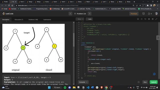 Find a Node of a Binary Tree in a Clone of That Tree | LeetCode 1379 | C++ смотреть онлайн