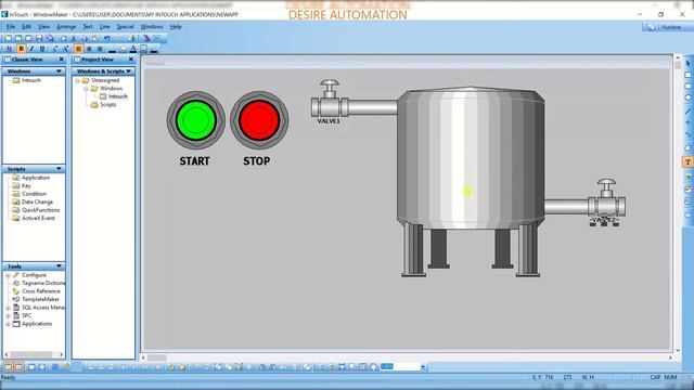 01# InTouch Wonderware Scada Tutorial Hindi Tank Fil And Empty Example In Intouch Scada Plc Scada