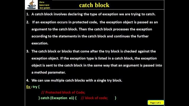300. Java Exception Handling - Catch Block смотреть онлайн