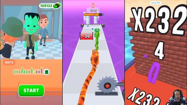 BURGER RUSH vs SNAKE RUN RACE vs GIANT RUSH - Triple Gameplay All Levels смотреть онлайн