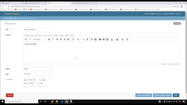 Integrating TinyMCE Editor in Django Admin | Python Django Tutorials In Hindi #100 смотреть онлайн