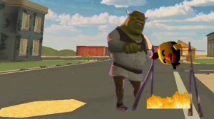 Шрэк попал в мир Chicken Gun(ЧИКЕН ГАН) и впервые отведал жареную курочку.