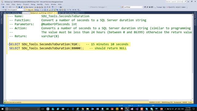 SDU Tools 31 Convert seconds to a duration (hours, minutes, and seconds as a string) in T-SQL смотреть онлайн