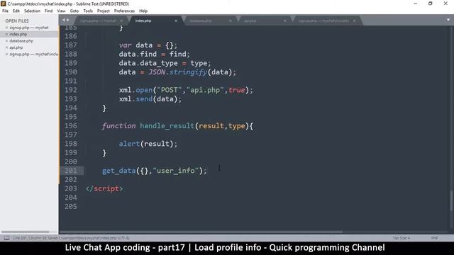 Live chat app | Part17 Load profile info | Javascript, AJAX, HTML, CSS, JSON, PHP, MYSQL Tutorial смотреть онлайн