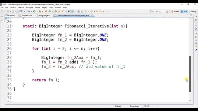 print first 100 fibonacci numbers in java смотреть онлайн