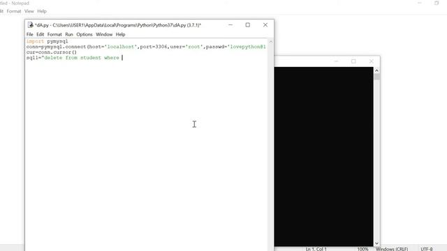 PyMySQL(Python MySQL)- Delete data from database смотреть онлайн
