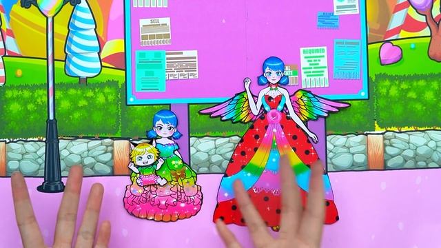 Paper Dolls Dress Up - Poor Mother Pregnant vs Great Sister Ladybug Dress - Barbie Story & Crafts смотреть онлайн