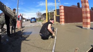 201 м2 брашированный бетон , бетонирование двора своими руками по грунту с разуклонкой
