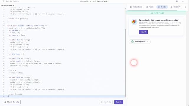 JavaScript on Exercism 069 - Rail Fence Cipher смотреть онлайн