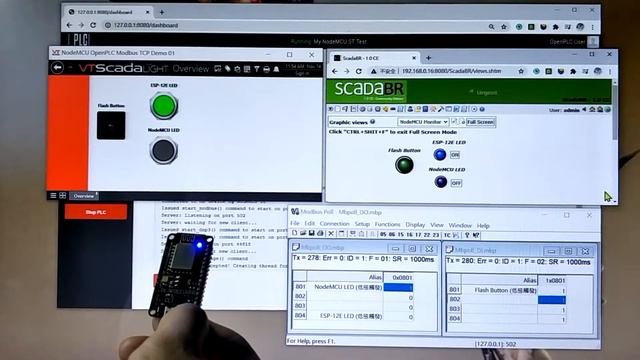 OpenPLC 實作測試 01 - SCADA + NodeMCU (Modbus TCP Server) + OpenPLC LD (Ladder Diagram) смотреть онлайн