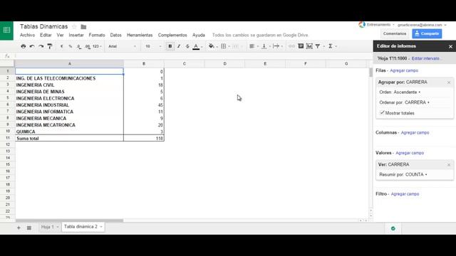 Cómo utilizar una tabla dinámica en Google Spreadsheets смотреть онлайн