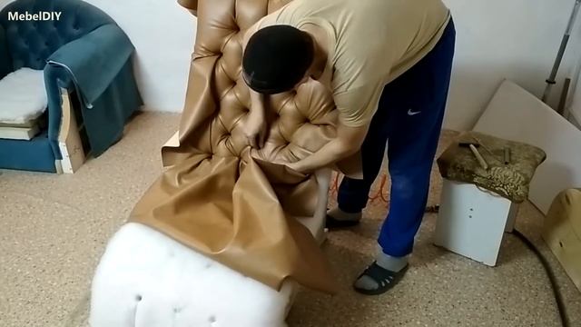 Кресло шезлонг с каретной стяжкой. Своими руками.(Chair chaise longue. Handmade work. Chester) смотреть онлайн