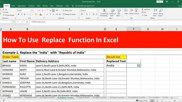 How to replace part of a text string In Excel | Replace Function Explained With Examples | # replac
