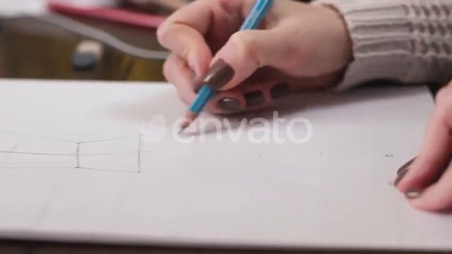 Fashion Designer Drawing Model for Clothes Sketch / Videohive, Stock footage, People смотреть онлайн