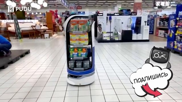 Робот официант в торговом центре/ BellaBot serves at Carrefour in Taiwan/Pudu Robotics смотреть онлайн