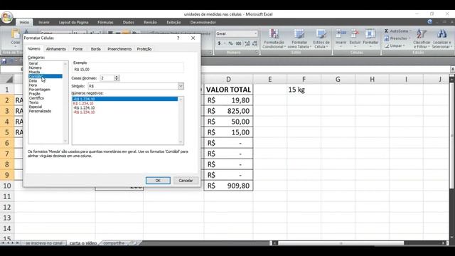 TRABALHANDO COM UNIDADES DE MEDIDAS EM PLANILHA DO EXCEL смотреть онлайн