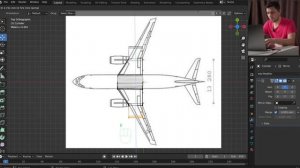 Самолет за 13 минут в Blender 3.3| моделируем в Blender 3.0 |  Моделирование по чертежу.