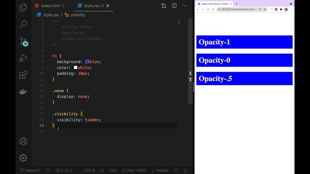 CSS3 Full Course[4K] - 36 | Display:none vs Visibility:hidden vs Opacity | Display Properties|Telug смотреть онлайн
