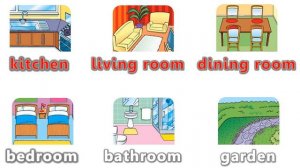 At home: kitchen, living room, dining room, bedroom, bathroom, garden (Chanting)
