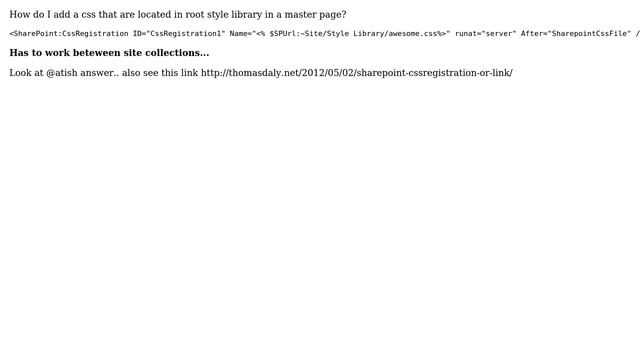 Sharepoint: Refer to css in root style library in master page - only root смотреть онлайн